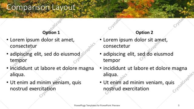 Comparison presentation slide layout