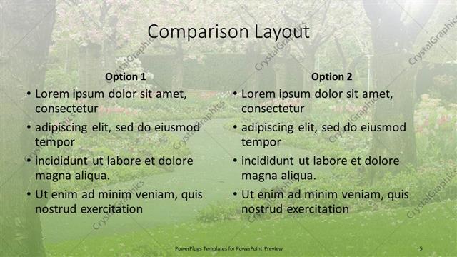 Comparison presentation slide layout