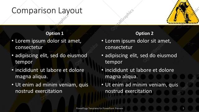 Comparison presentation slide layout