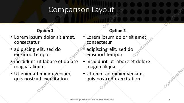 Comparison presentation slide layout