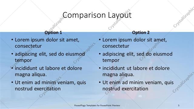 Comparison presentation slide layout