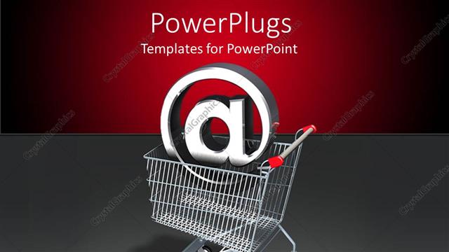  Presentation with online shopping - A trolly with a sign with a reddish background