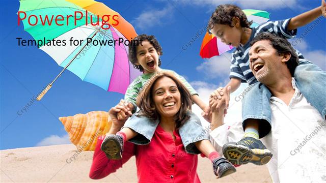  Presentation with holiday - A family enjoying on the beach