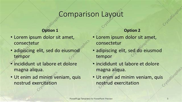 Comparison presentation slide layout