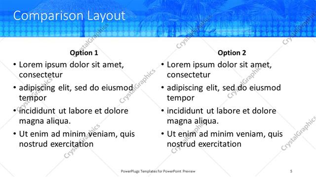 Comparison presentation slide layout