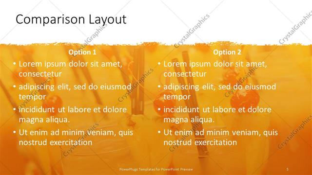 Comparison presentation slide layout