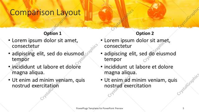 Comparison presentation slide layout