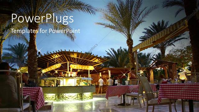  Presentation with holidays - Tropical hotel restaurant evening background