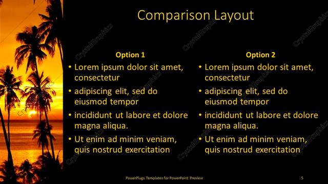 Comparison presentation slide layout
