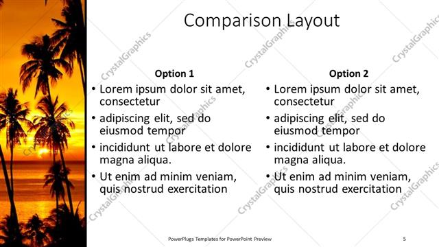 Comparison presentation slide layout