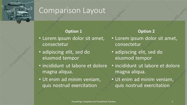 Comparison presentation slide layout