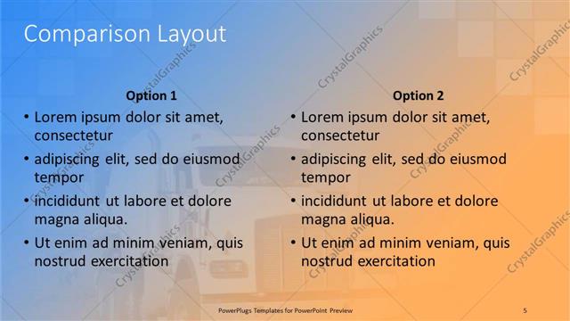 Comparison presentation slide layout