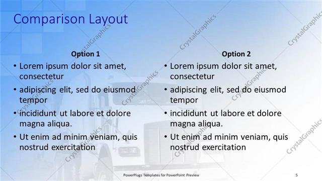 Comparison presentation slide layout