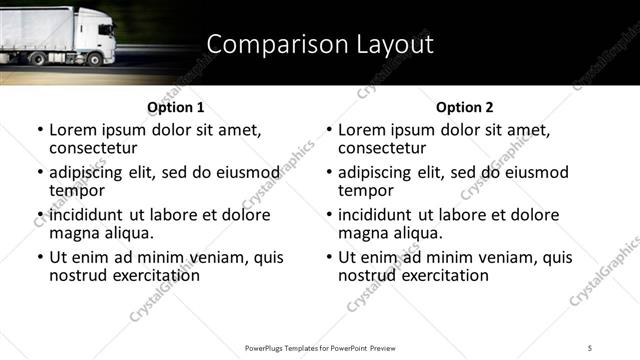 Comparison presentation slide layout