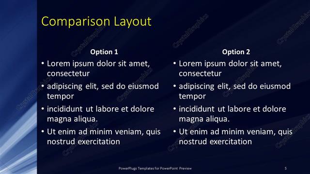 Comparison presentation slide layout