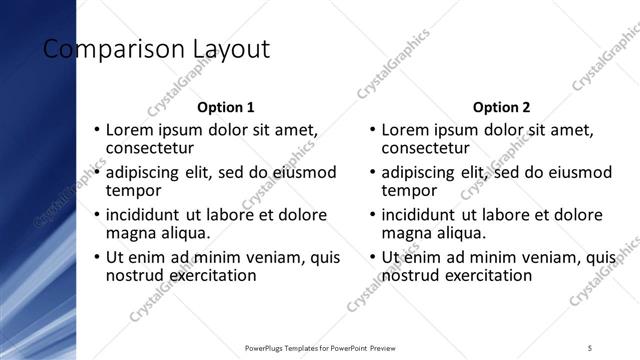 Comparison presentation slide layout