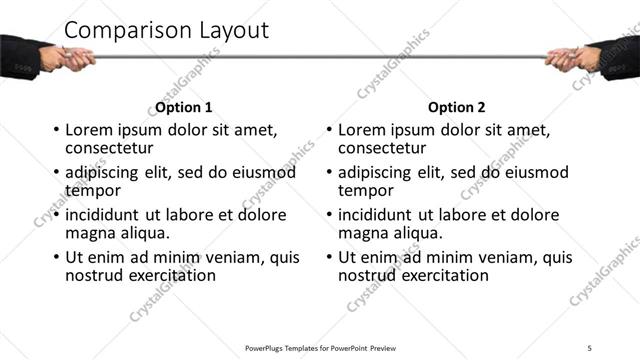 Comparison presentation slide layout