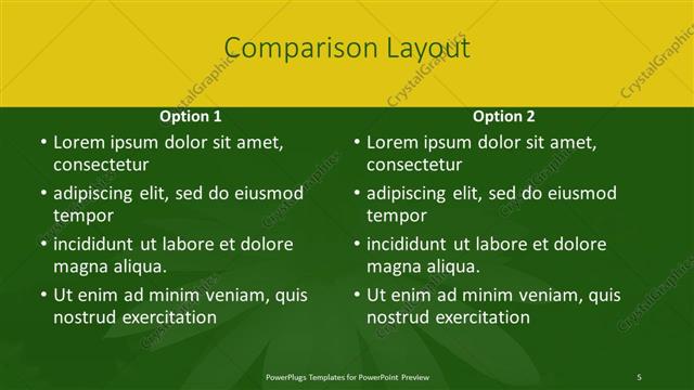 Comparison presentation slide layout