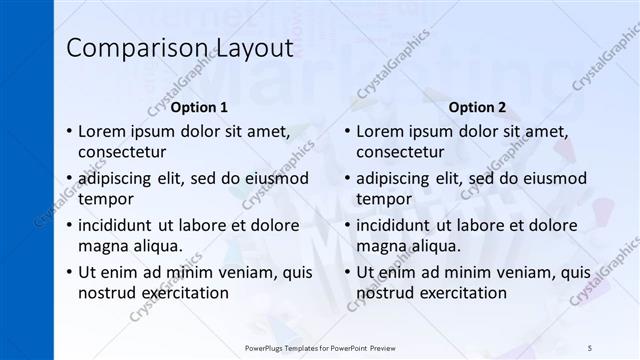 Comparison presentation slide layout