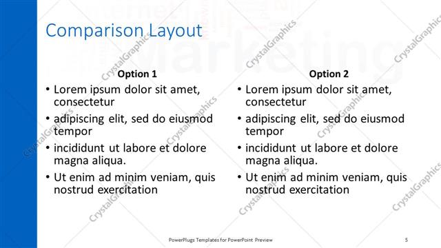 Comparison presentation slide layout