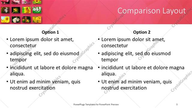 Comparison presentation slide layout