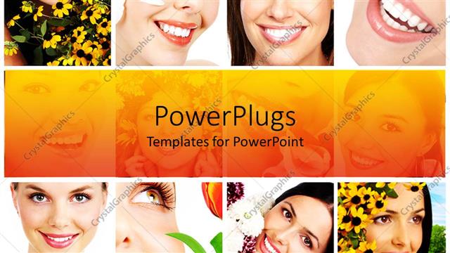  Presentation with women - Twelve depictions of happy smiling women with flowers, white teeth smiles
