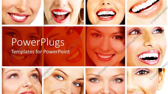  Presentation with faces - Twelve tiles with faces of pretty ladies smiling happily