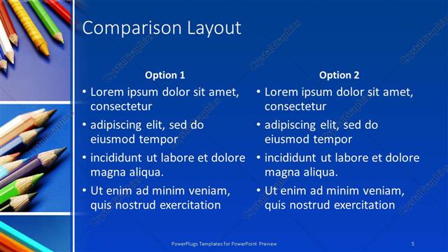 Comparison presentation slide layout