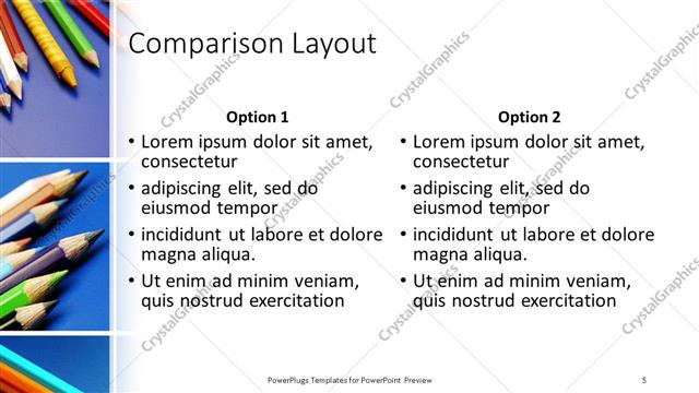 Comparison presentation slide layout