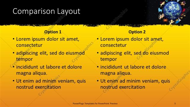 Comparison presentation slide layout