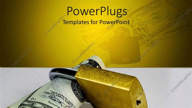  Presentation with padlock - Twenty dollar?bill in gold colored padlock, protect money