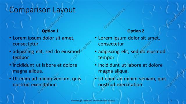Comparison presentation slide layout