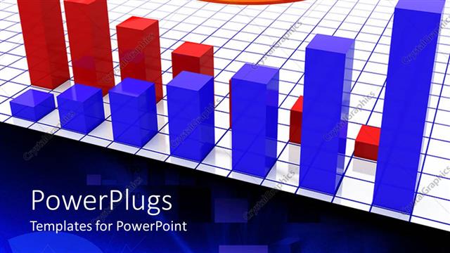  Presentation with blue gold - Two 3D blue and red charts with a red arrow and a gold dollar