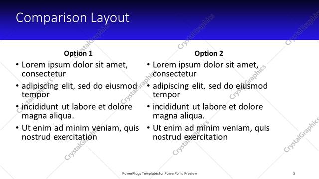 Comparison presentation slide layout