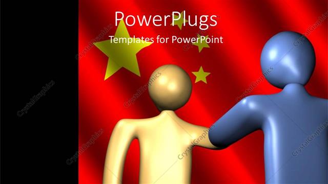  Presentation with china - Two 3D characters shaking hands on a red background