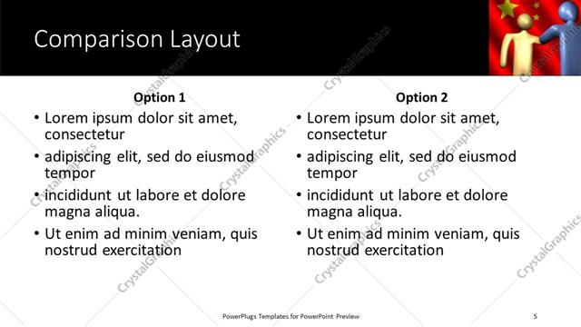 Comparison presentation slide layout