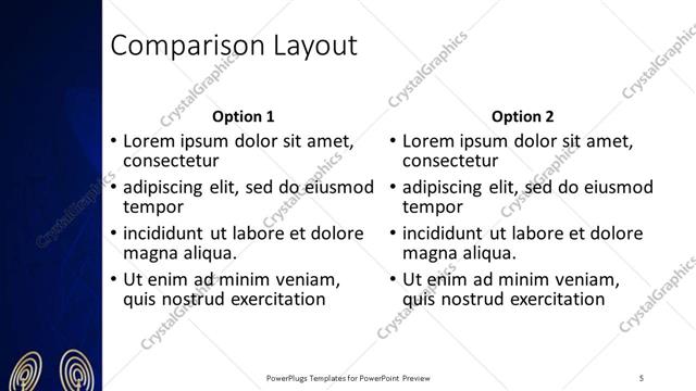 Comparison presentation slide layout