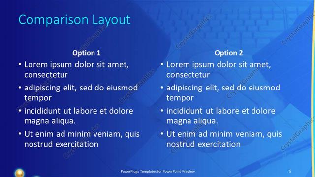 Comparison presentation slide layout