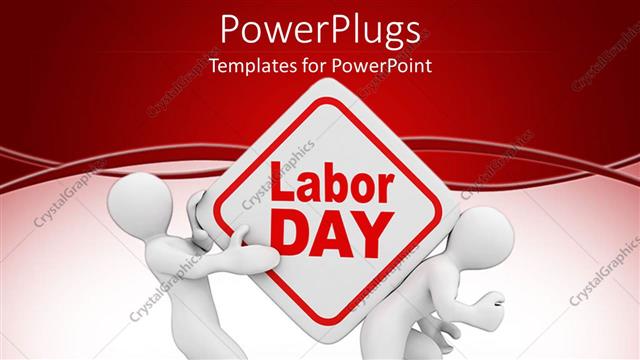  Presentation with labor - Two 3D men carrying Labor Day sign