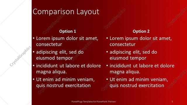 Comparison presentation slide layout