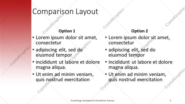 Comparison presentation slide layout