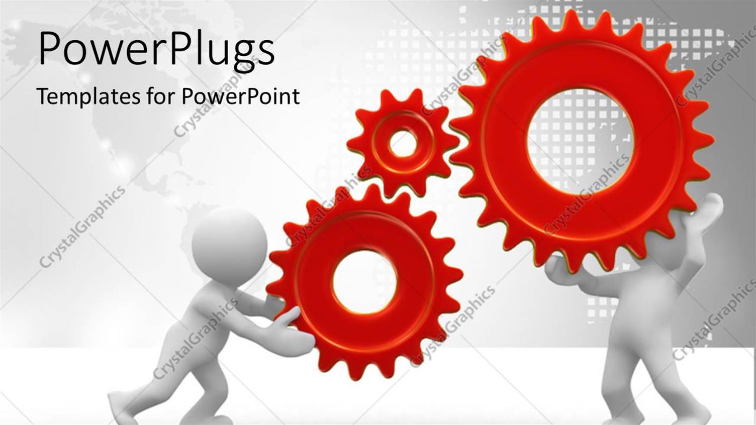 Featuring Two 3D Men Holding Three Gears Connected Together Firmly