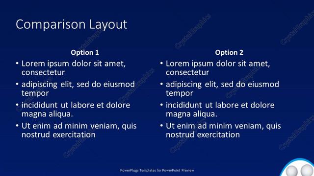 Comparison presentation slide layout