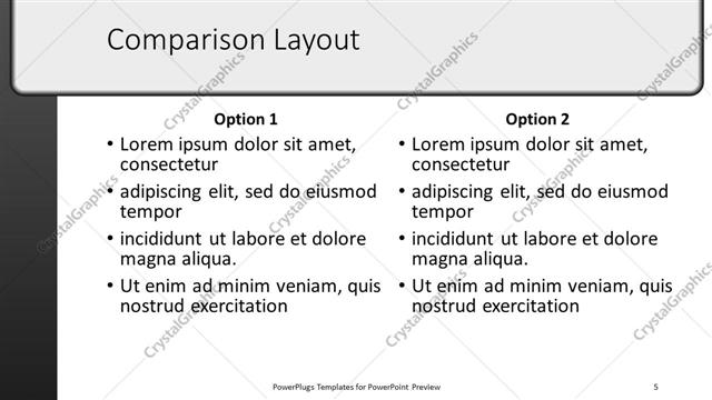 Comparison presentation slide layout