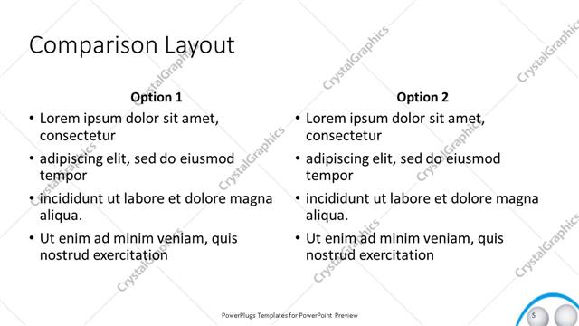Comparison presentation slide layout
