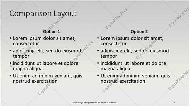Comparison presentation slide layout