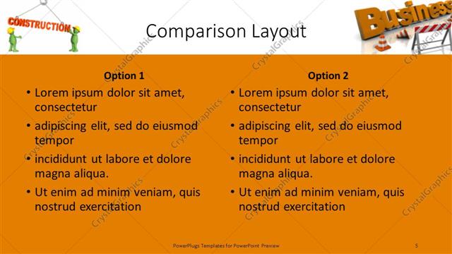 Comparison presentation slide layout