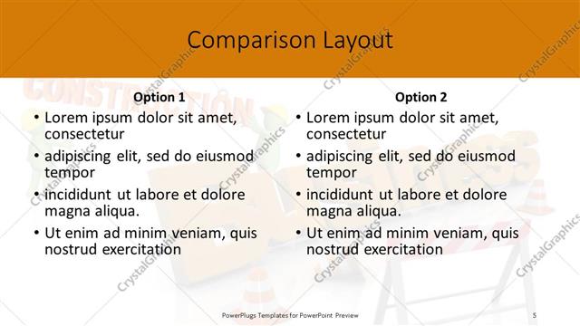 Comparison presentation slide layout