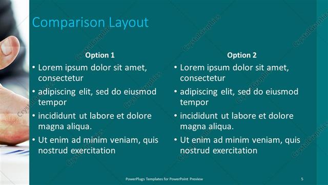 Comparison presentation slide layout