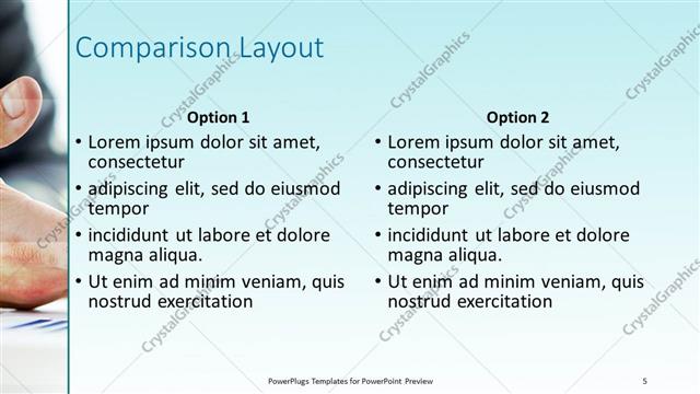 Comparison presentation slide layout